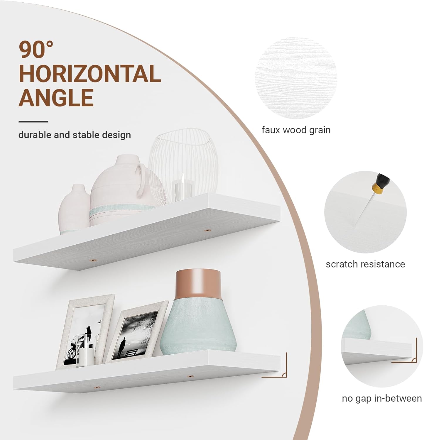 Heimlove Floating Shelves for Wall 36 Inches Long,9.3" Deep White Floating Shelf Set of 2,Wall