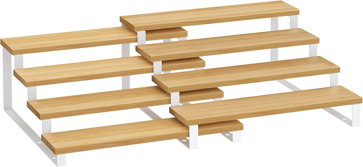 SONGMICS Display Risers, Set of 2 Engineered Wood Perfume Organizer Stand, 4-Tier Cupcake Stand