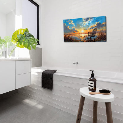 LASMOND Canvas Prints Wall Art Sunset Ocean Beach Pictures Photo nature landscape Paintings for