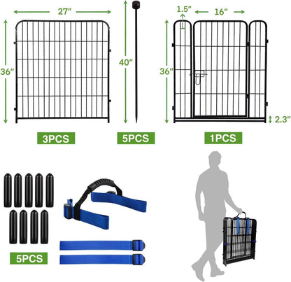 ADAVIN Dog Playpen 36 inch, Low Threshold Door 4 Panels Total 8.9 Ft(L) Tall Garden Fence, Dog