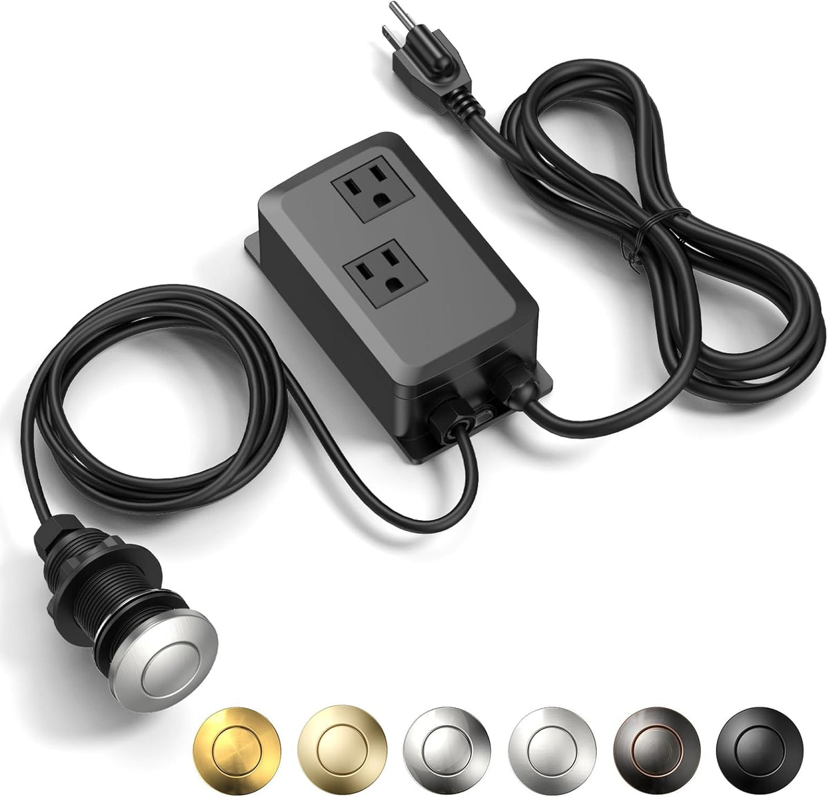 Garbage Disposal Air Switch Kit -Professional- Dual Outlet, Sink Top Waste Disposer On/Off, Garbage