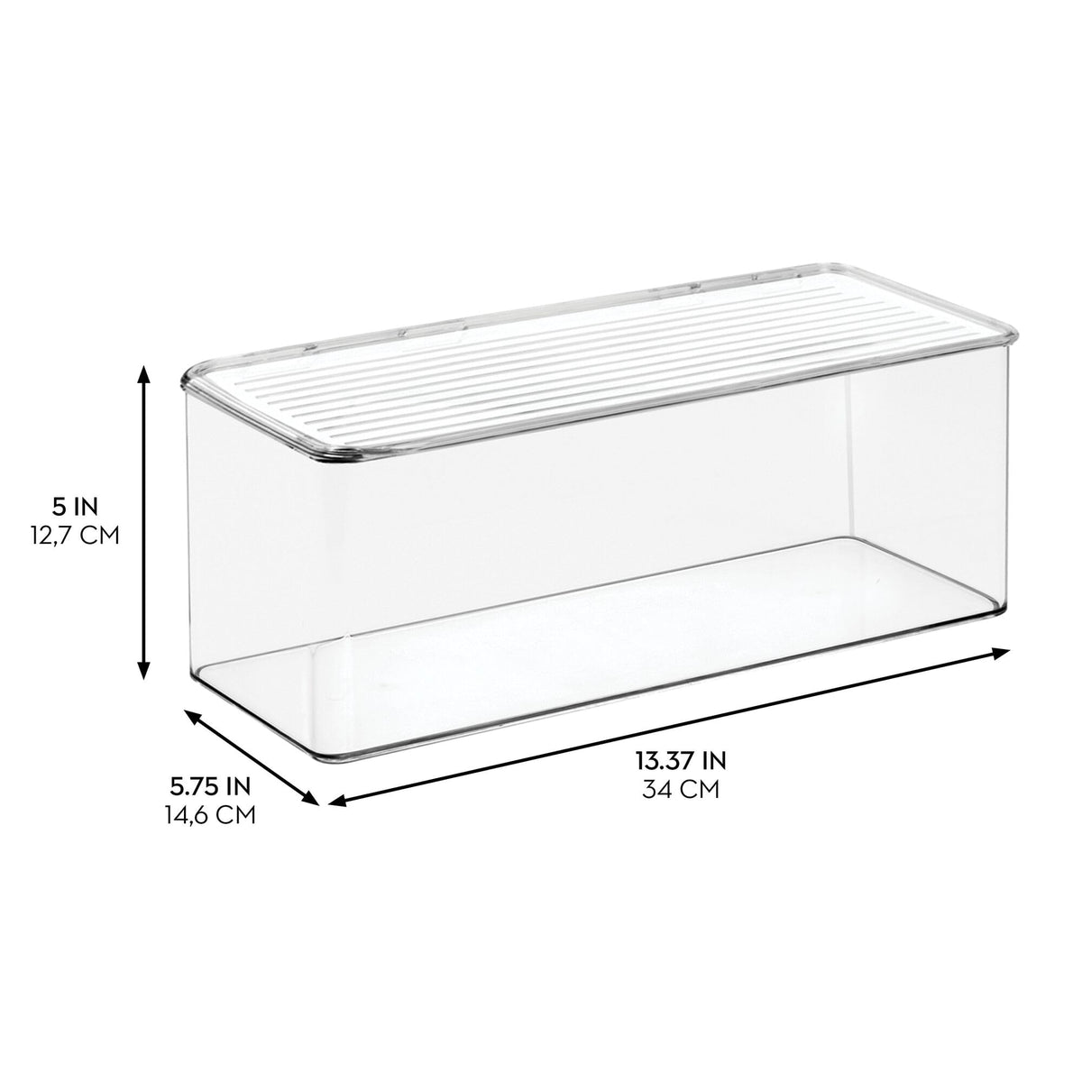 iDesign Plastic Stackable Hinged-Lid Storage Box, Set of 6, Clear