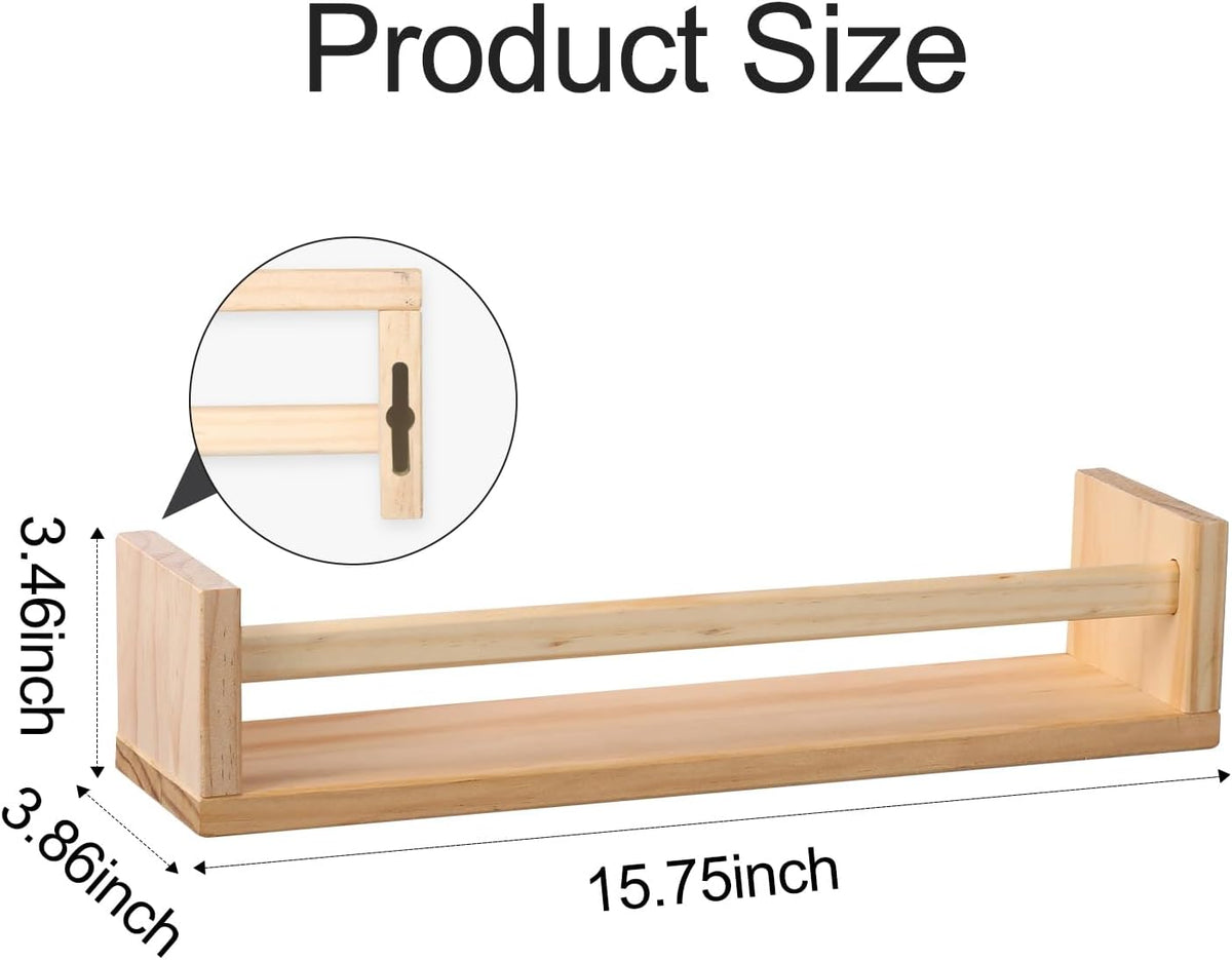 Gneric Floating Shelves for Wall, Burlywood Nursery Book Shelves, 15.7 inch Kids Bookshelf, Wall