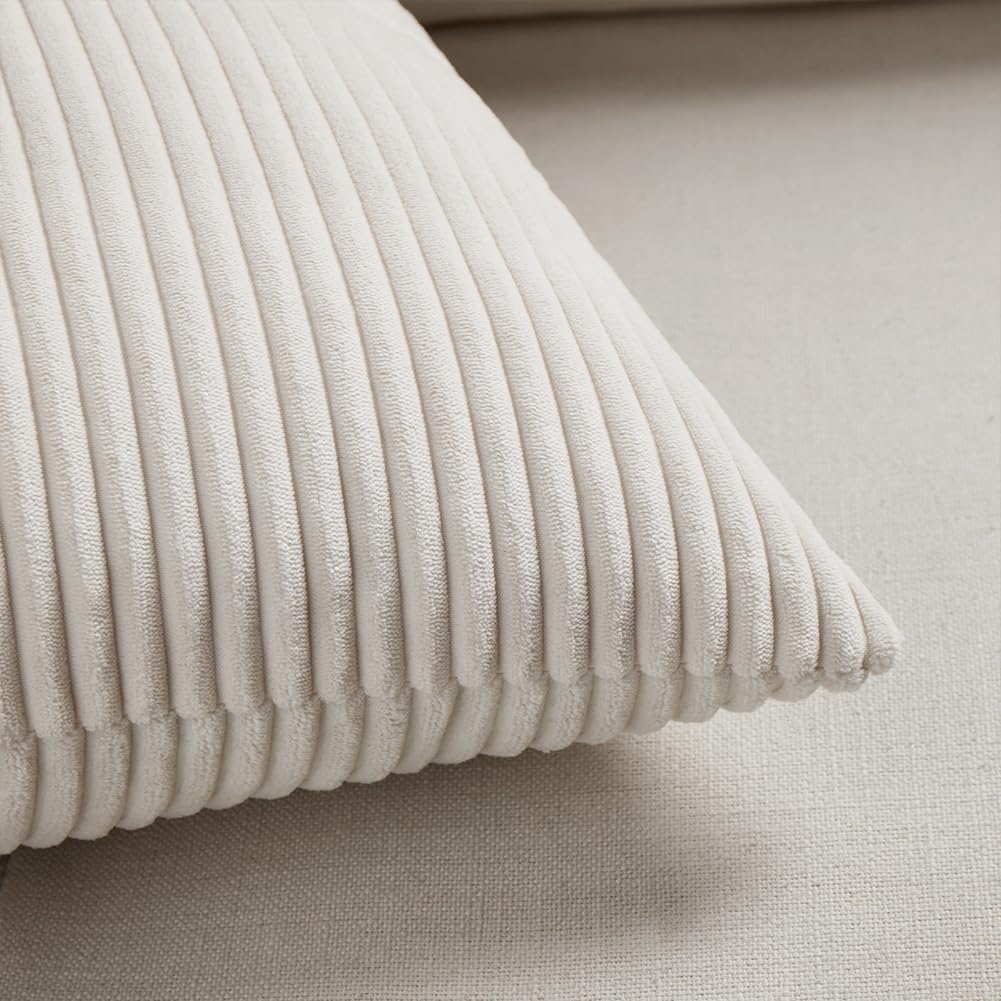 Fancy Homi 2 Packs Boho Cream Decorative Throw Pillow Covers 18x18 Inch for Living Room Couch Bed