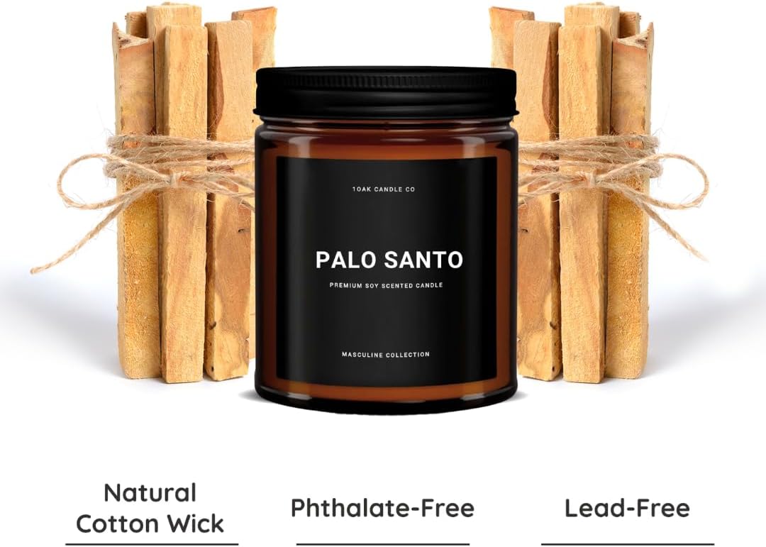 1OAK Scented Candles for Men - Palo Santo Candle - Mens Candles for Home - Masculine Candle - Long