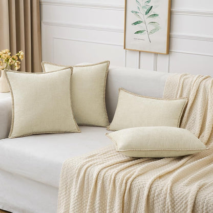 MIULEE Pack of 2 Christmas Pillow Covers 18x18 Inch Cream White Farmhouse Decorative Throw Pillow