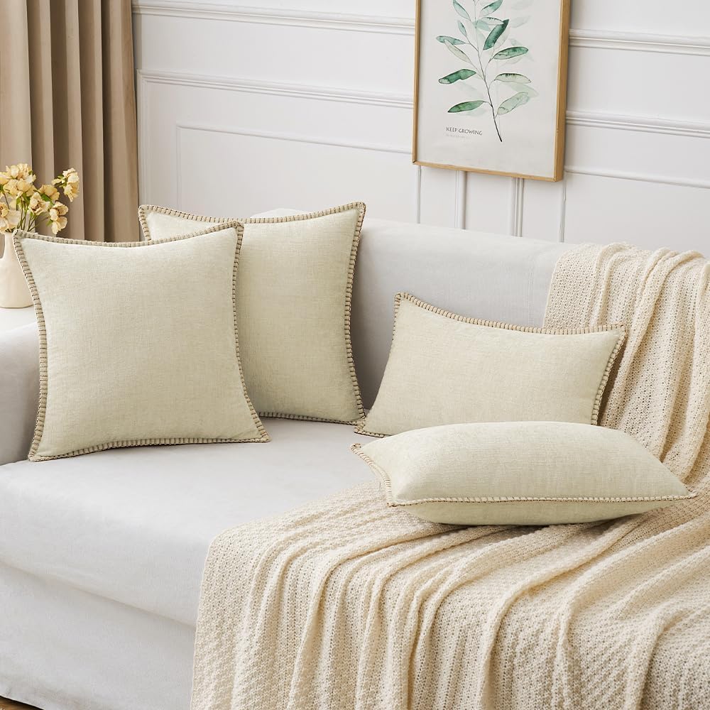 MIULEE Pack of 2 Christmas Pillow Covers 12x20 Inch Cream White Farmhouse Decorative Throw Pillow