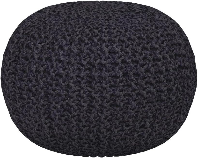 BIRDROCK HOME Round Pouf Ottoman | Cotton Braided Foot Stool with Bean Bag Filling | Boho Foot Rest