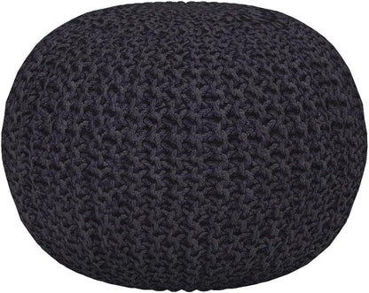 BIRDROCK HOME Round Pouf Ottoman | Cotton Braided Foot Stool with Bean Bag Filling | Boho Foot Rest