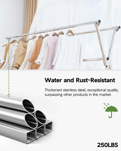 Clothes Drying Rack 95 Inches Folding Outdoor Indoor, Drying Rack Clothing Collapsible, Foldable