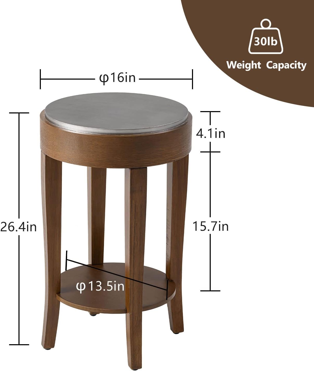 COSIEST Round End Table, 2-Tier Classic Brown Side Table, Farmhouse Wood Accent Table with Storage