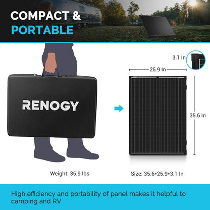 Renogy 200W 12V Portable Solar Panels Suitcase with Waterproof 20A Charge Controller, Foldable 200