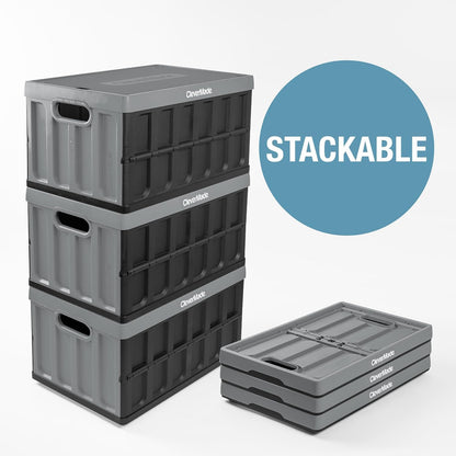 CleverMade Collapsible Storage Bin (With Lid) - 62L - Ocean (3PK)