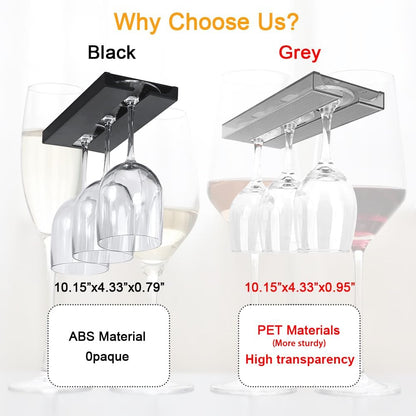 4 Pcs Wine Glass Holder Under Cabinet,Plastic Stemware Rack Punch-free Hanger Under Counter for