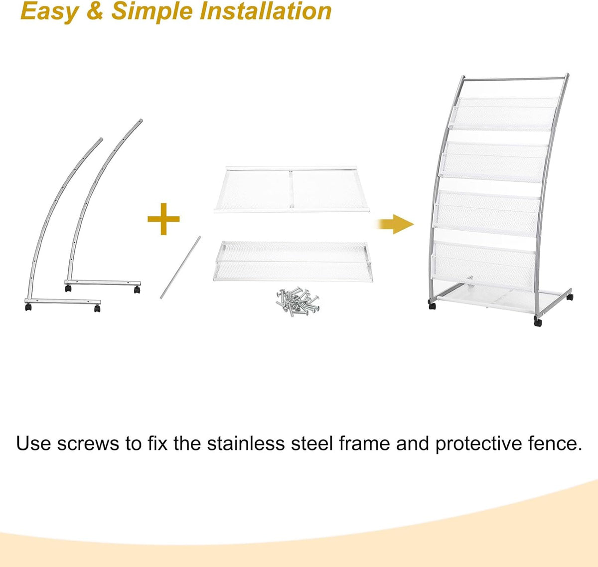 PATIKIL L-shaped Magazine Display Racks Floor Standing 4 Layers Brochure Stand Catalog Literature