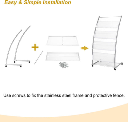 PATIKIL L-shaped Magazine Display Racks Floor Standing 4 Layers Brochure Stand Catalog Literature