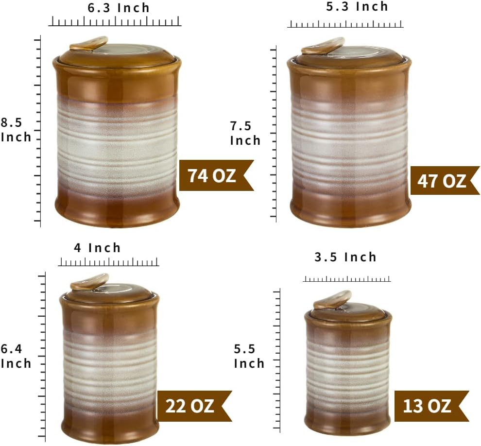 Nihow Ceramic Food Storage Jar Sets: Container with Air Tight Ceramic Lid for