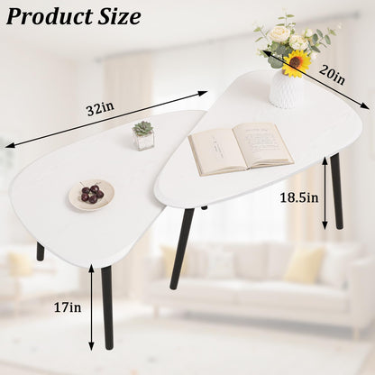 Nesting Triangle Coffee Table End Tables Set of 2 for Living Room Bedroom, Industrial Small