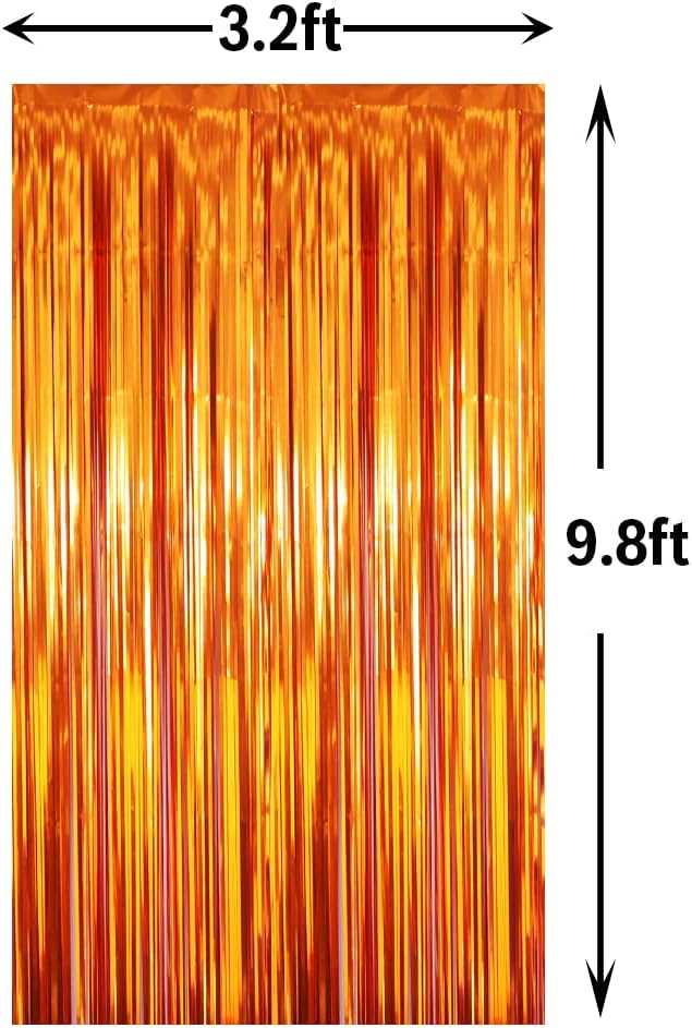GOER 6.4 ft x 9.8 ft Metallic Tinsel Foil Fringe Curtains,Pack of 2 Party Streamer Backdrop for
