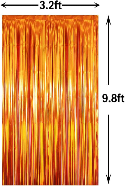 GOER 6.4 ft x 9.8 ft Metallic Tinsel Foil Fringe Curtains,Pack of 2 Party Streamer Backdrop for