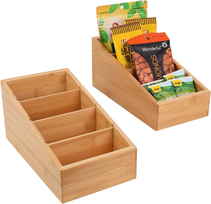HTB 4-Section Snack Organizer with Removable Dividers for Kitchen, Cabinet, Office, Countertop, 2