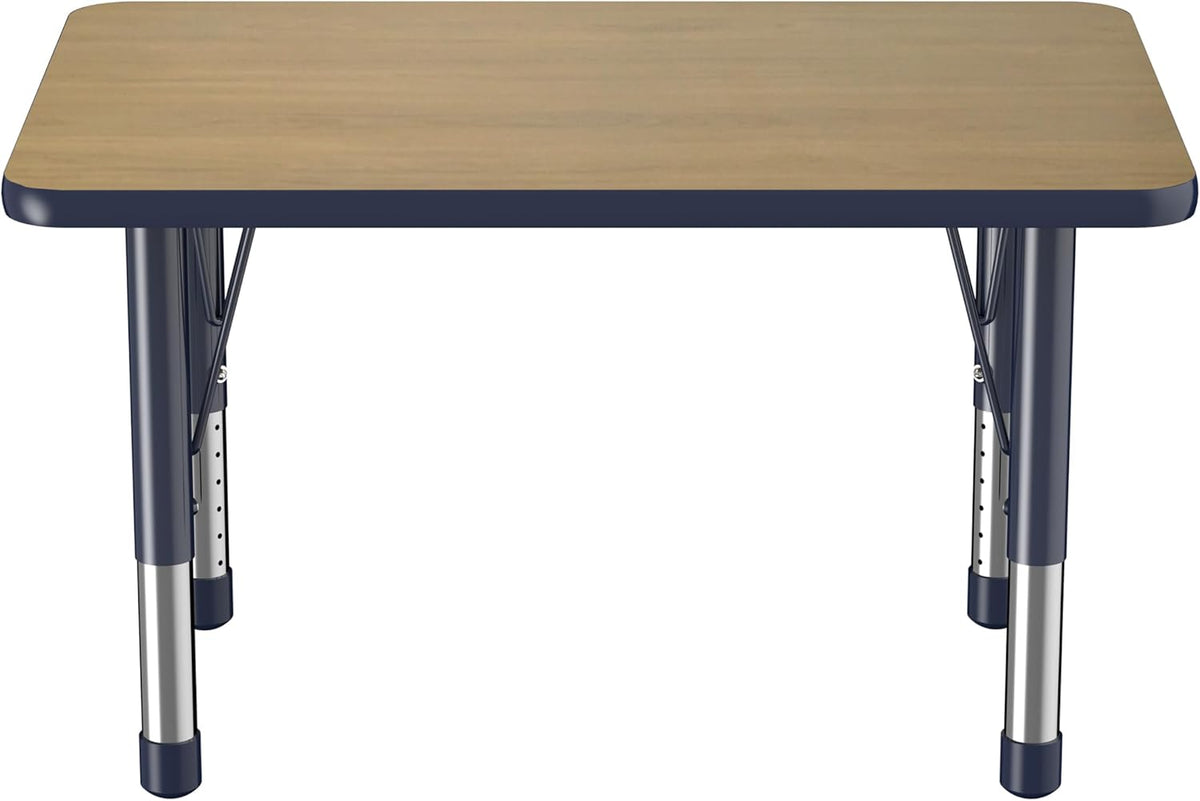 FDP Rectangle (24 x 36 inch) Classroom Table with Adjustable Chunky Toddler Legs (15-24 in);