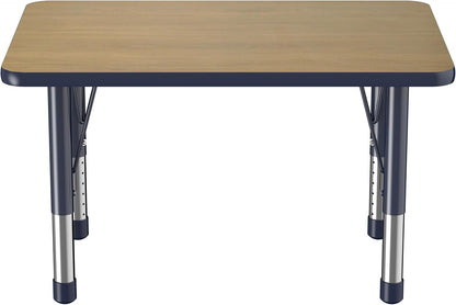 FDP Rectangle (24 x 36 inch) Classroom Table with Adjustable Chunky Toddler Legs (15-24 in);