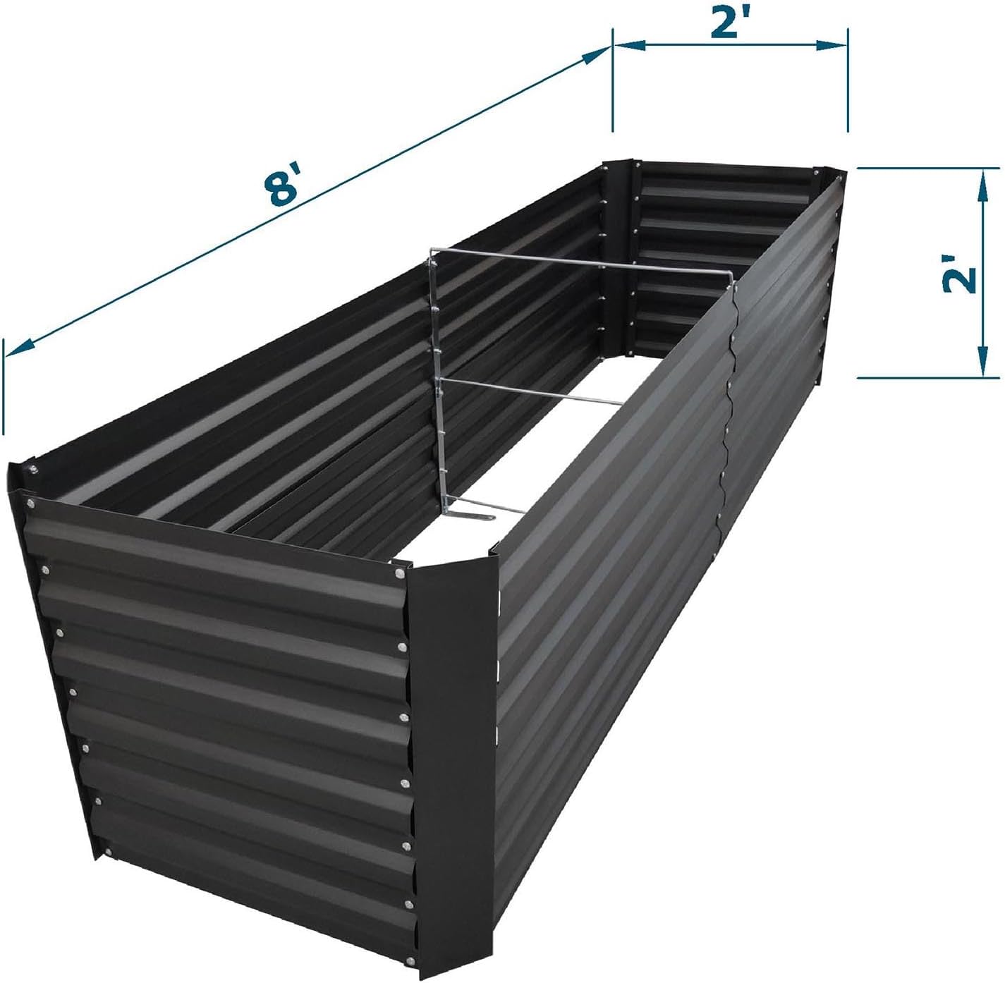 8x2x2FT Metal Raised Garden Bed Kit, Galvanized Outdoor Garden Bed Planter Box for Vegetables