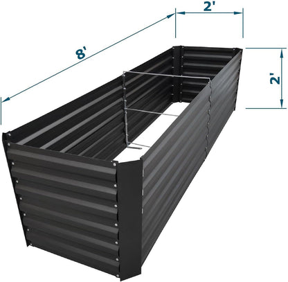 8x2x2FT Metal Raised Garden Bed Kit, Galvanized Outdoor Garden Bed Planter Box for Vegetables