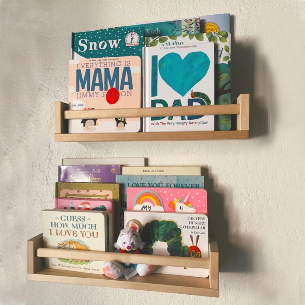 Gneric Floating Shelves for Wall, Burlywood Nursery Book Shelves, 15.7 inch Kids Bookshelf, Wall
