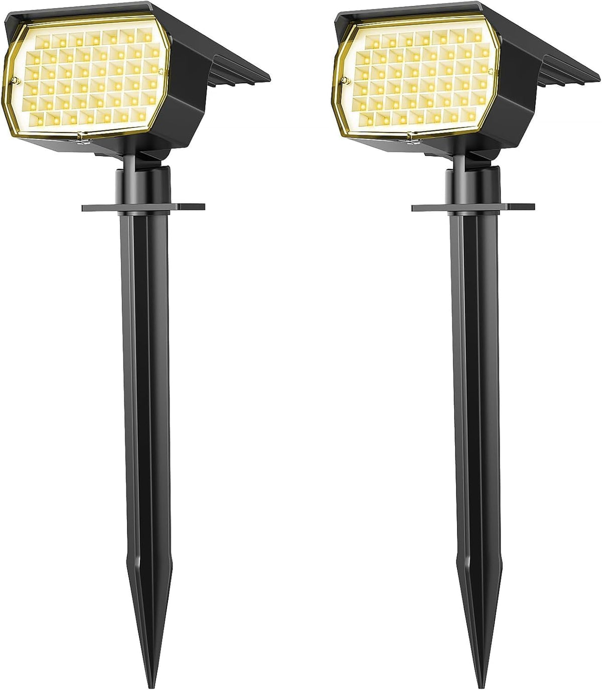 Solar Spot Lights Outdoor Waterproof IP65, 2 Pack Landscape Spotlights with 46 LEDs, 3 Modes Auto