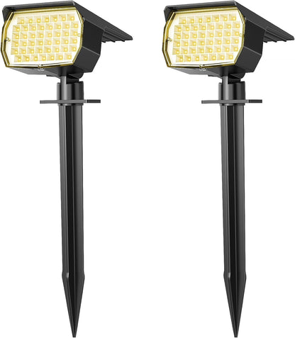 Solar Spot Lights Outdoor Waterproof IP65, 2 Pack Landscape Spotlights with 46 LEDs, 3 Modes Auto