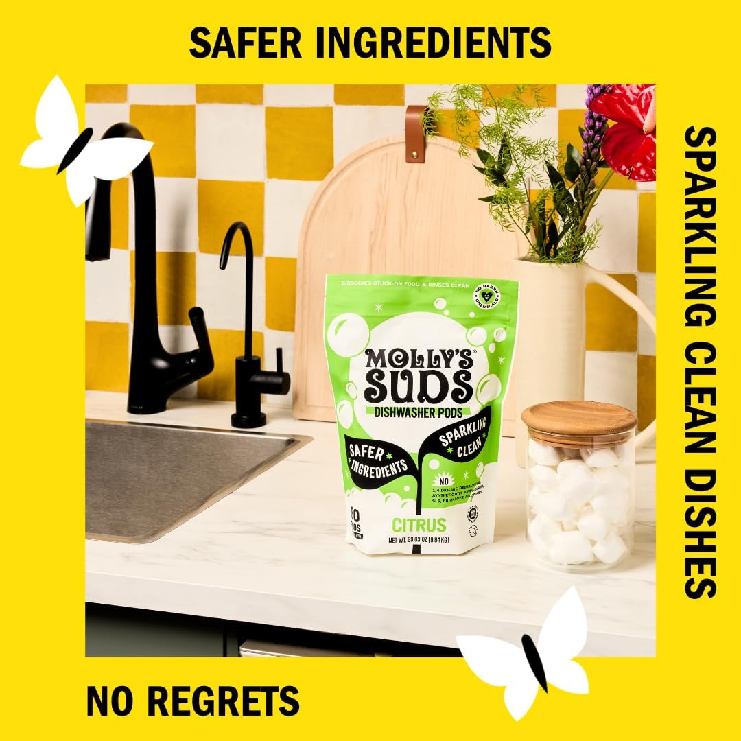 Molly's Suds Dishwasher Powder | Clean Dishwasher Detergent, Cuts Grease & Rinses Clean