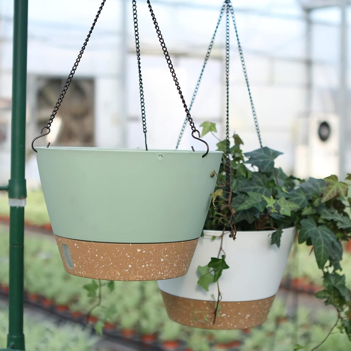 ZMTECH 2 Pack 10 Inch Hanging Planters for Outdoor Plants, Hanging Pots for Plants Indoor with