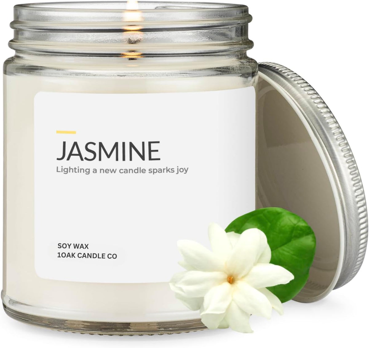 1OAK Jasmine Candle - Soy Wax Scented Candles (Jasmine) - Soy Candles for Home Scented - Long