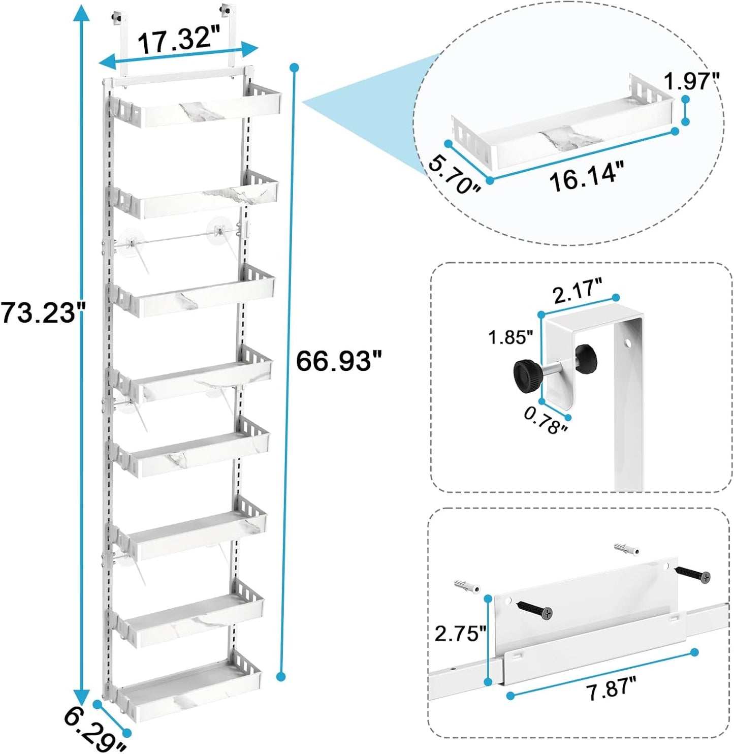 bukfen Over the Door Pantry Organizer,8-Tier Adjustable Basket Kitchen Pantry Door Organization and