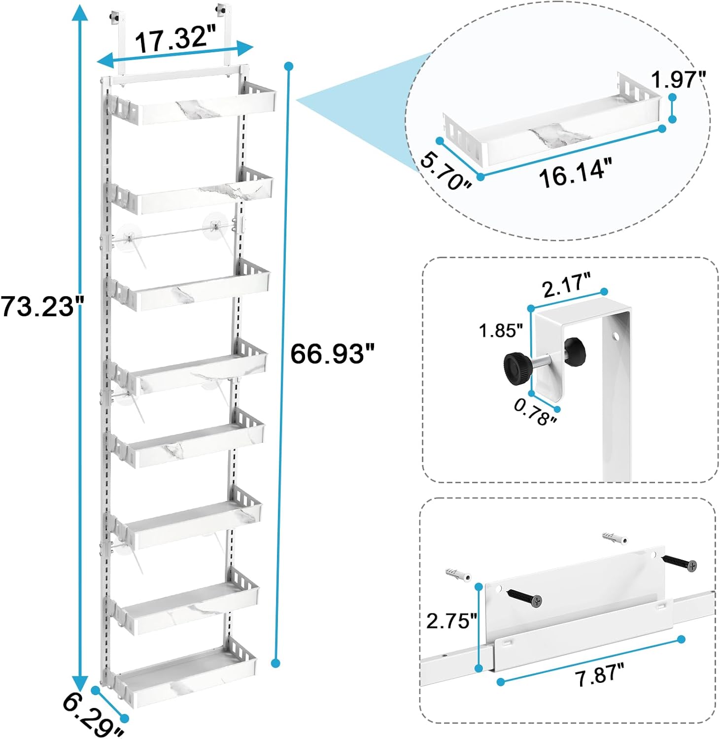 bukfen Over the Door Pantry Organizer,8-Tier Adjustable Basket Kitchen Pantry Door Organization and