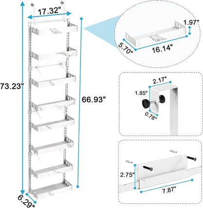 bukfen Over the Door Pantry Organizer,8-Tier Adjustable Basket Kitchen Pantry Door Organization and