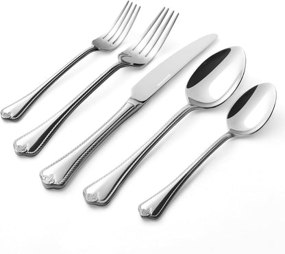 KINGSTONE Silverware Set, 30-piece 18/10 Stainless Steel Flatware Set Cutlery Set for 6, for