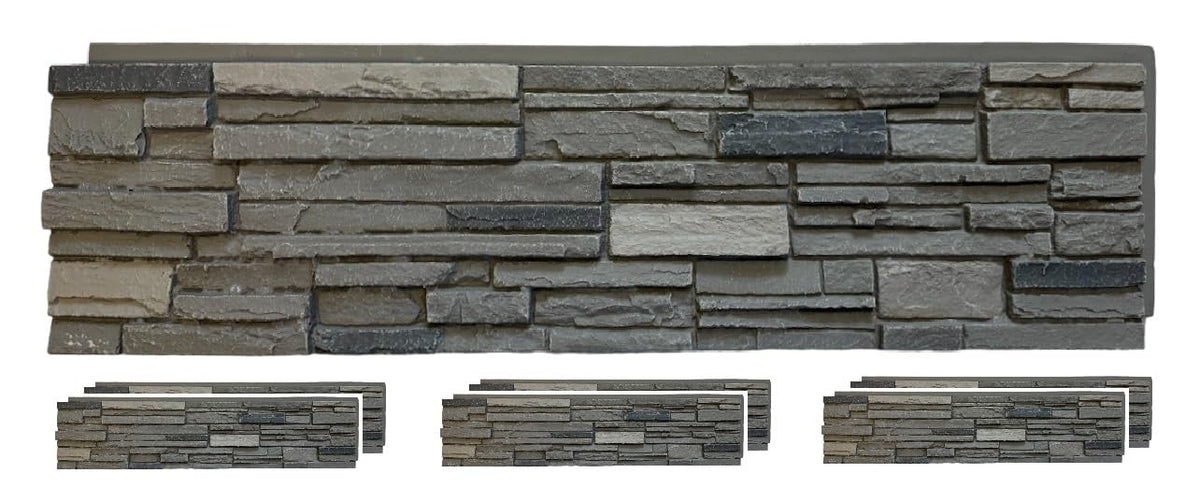 OTECKO 6-Pack Faux Stone Wall Panel 48 in x 13 in x 2 in Stacked Stone High Density Polyurethane