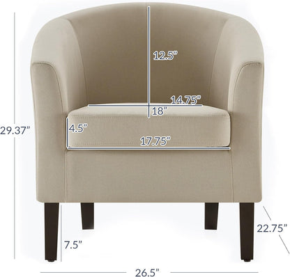 BELLEZE Accent Barrel Chair, Set of 2 Faux Leather Round Club Tub Sofa Corner Chair with Flared
