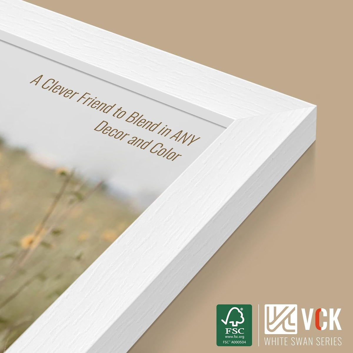 VCK 24x30 Poster Frames Set of 3, White Solid Wood Picture Frame, Textured Exclusive Gallery Frame