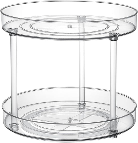Clear Lazy Susan Organizer, Spice Rack Kitchen Cabinet Turntable, Pantry and Fridge Rotating