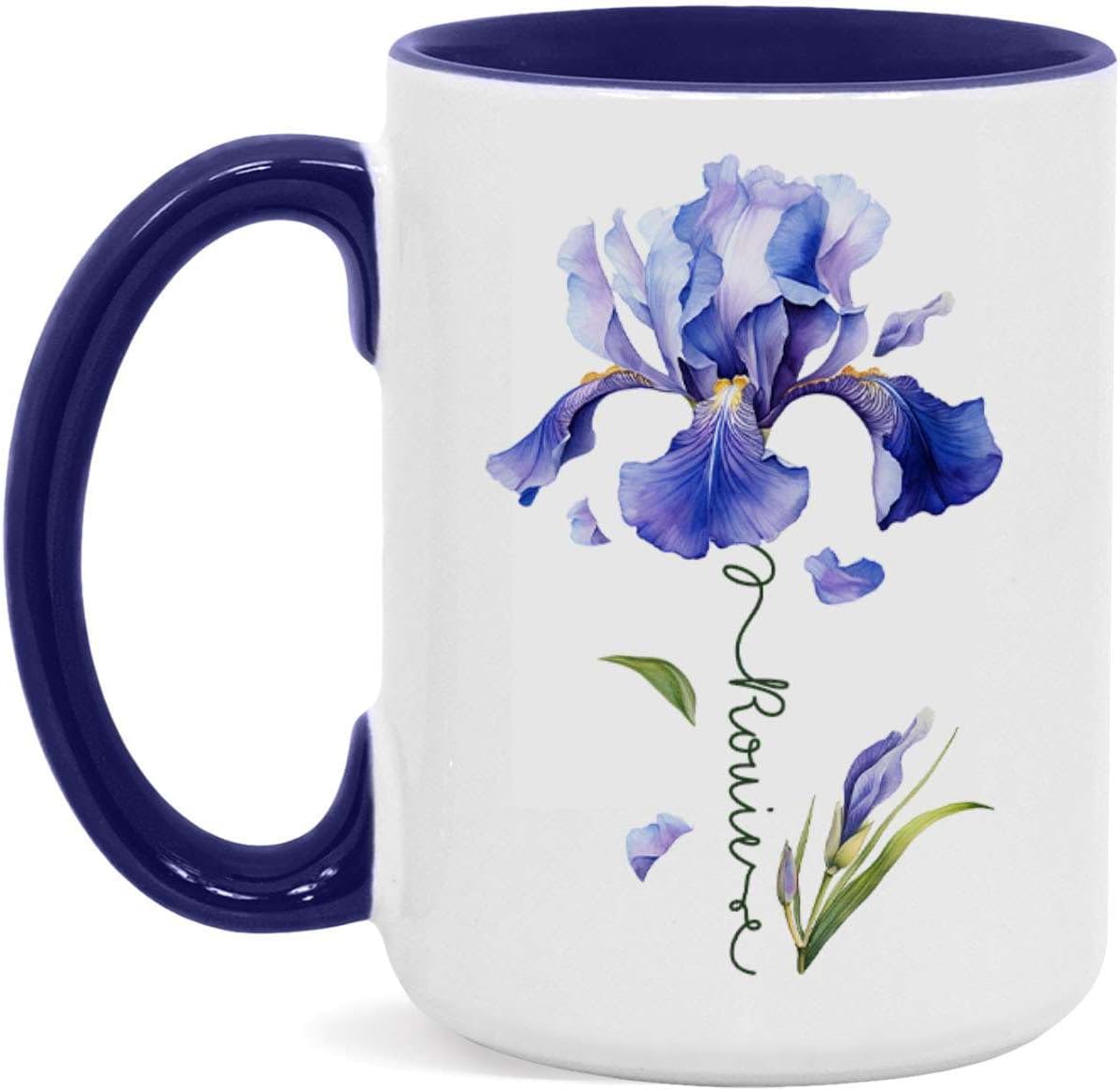 Customized Iris Flower Lover Cup, Custom Name Flower Ceramic Mug, Novelty Flower Themed Accent Cup