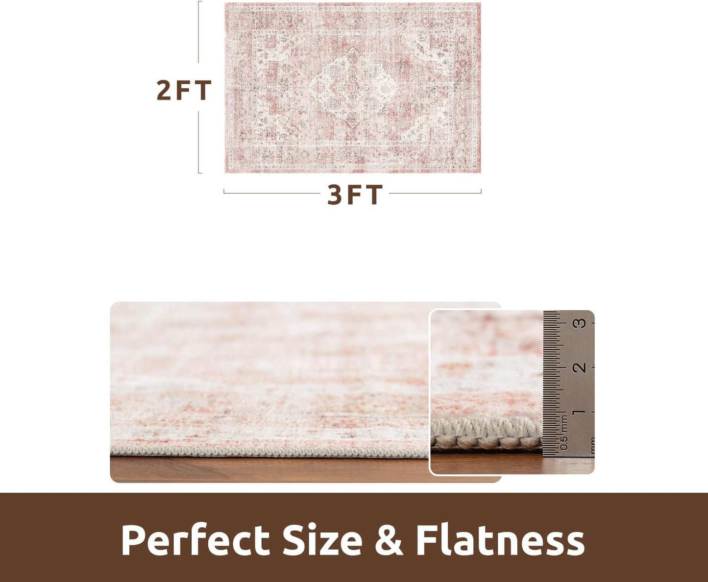 AMOAMI-2X3 Small Rug-Washable Rugs Entryway Mat Indoor-Soft Vintage Non Slip Rugs for Kitchen