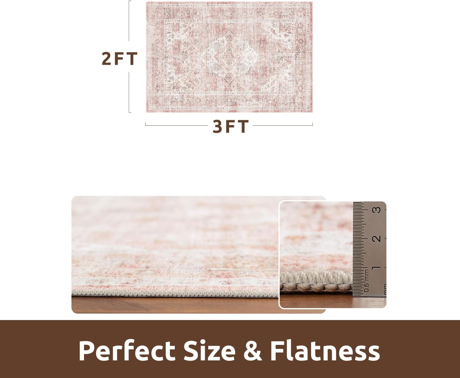 AMOAMI-2X3 Small Rug-Washable Rugs Entryway Mat Indoor-Soft Vintage Non Slip Rugs for Kitchen