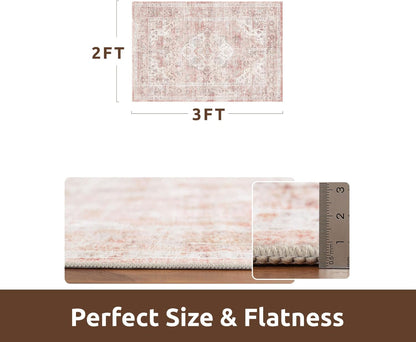 AMOAMI-2X3 Small Rug-Washable Rugs Entryway Mat Indoor-Soft Vintage Non Slip Rugs for Kitchen