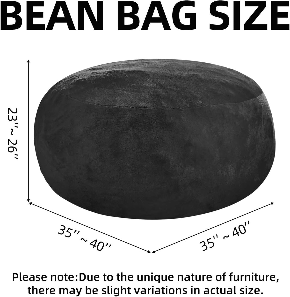 Bean Bag Chair 3Ft, Memory Foam Filled, Large Beanbag Chairs for Adults and Teens, Soft Sofa with
