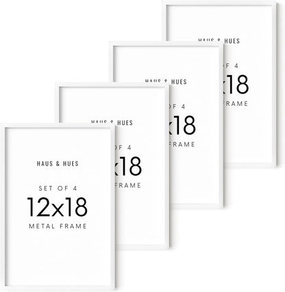 HAUS AND HUES 12x18 White Metal Picture Frames - Features Premium Aluminum, Vertical & Horizontal
