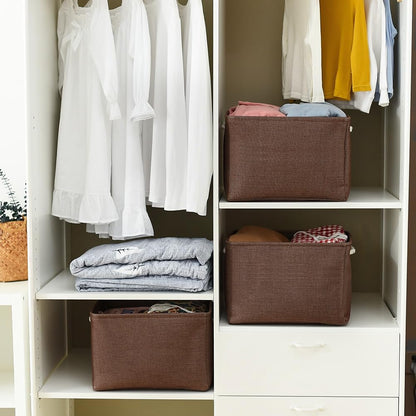 TheWarmHome Organization and Storage Basket for Shelves - 3 Pack 16x12x12 inch Fabric Storage